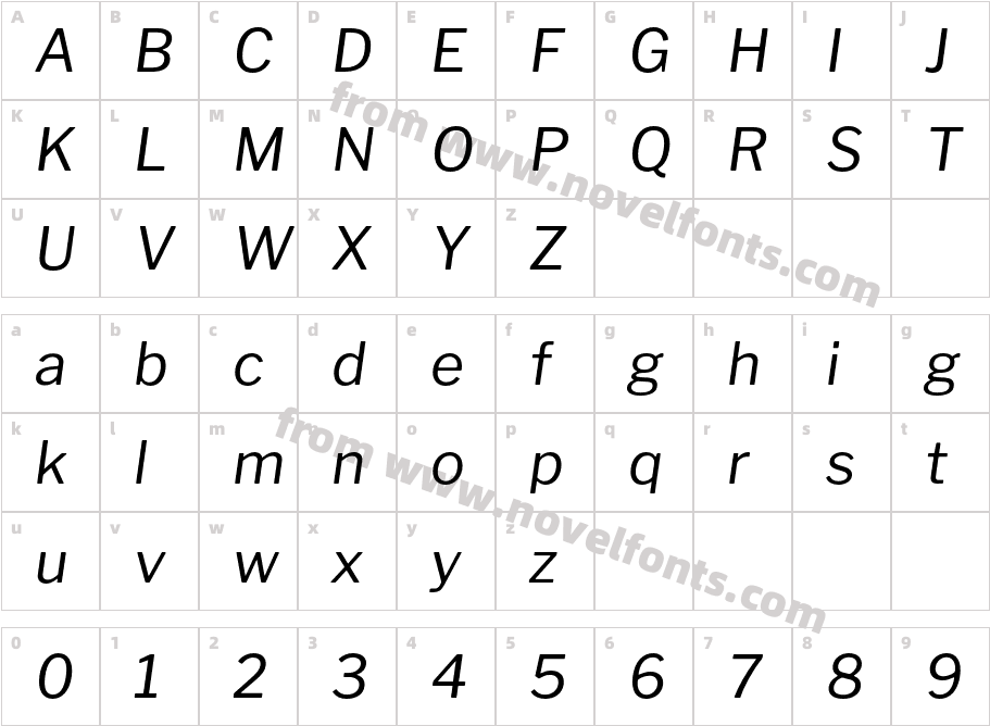 LibreFranklin-ItalicCharacter Map