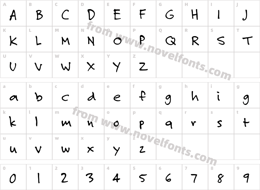 FeltTipRomanCharacter Map