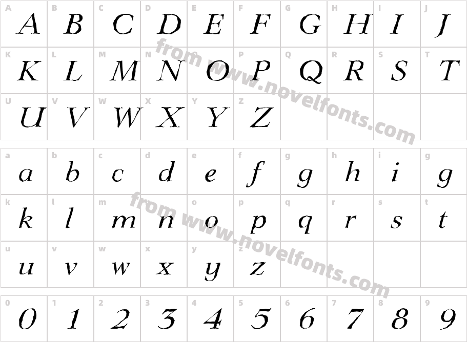 LingwoodAntiqueItalicCharacter Map