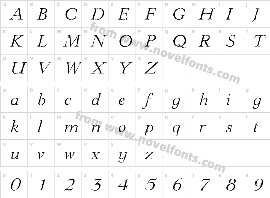 LingwoodAntiqueLightItalicCharacter Map