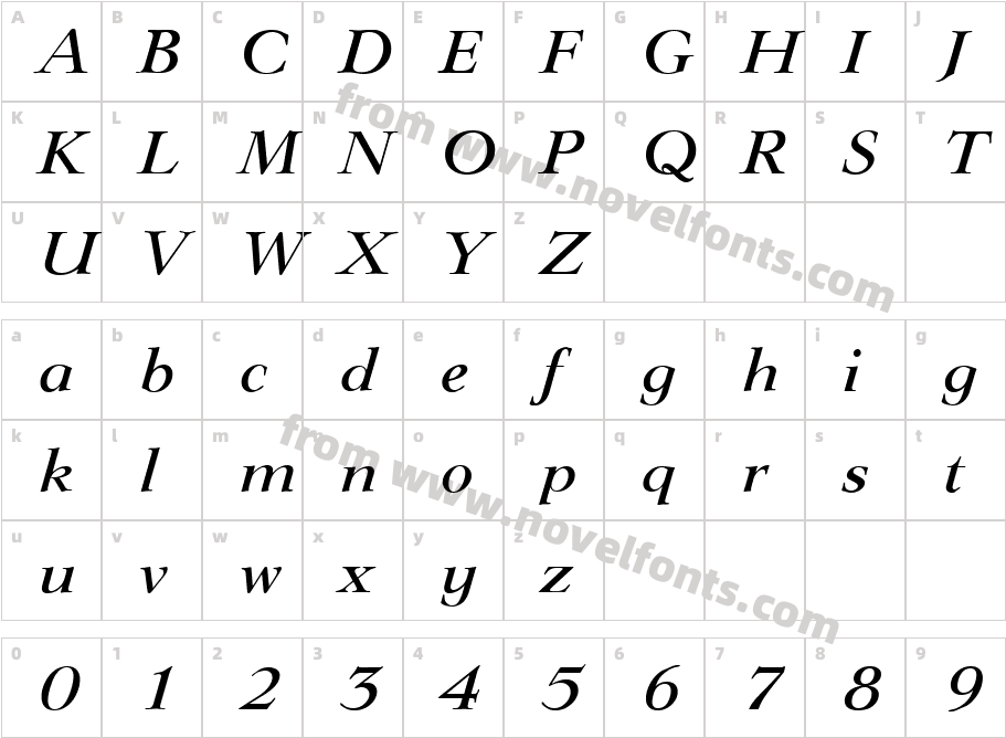 LingwoodSerialMediumItalicCharacter Map