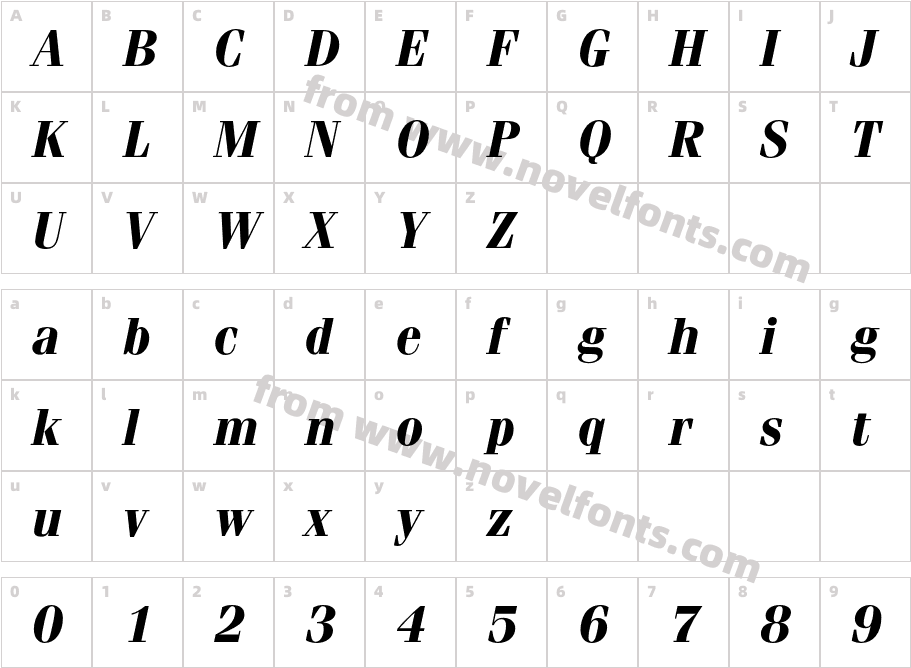 FeniceEF-BoldItalicCharacter Map