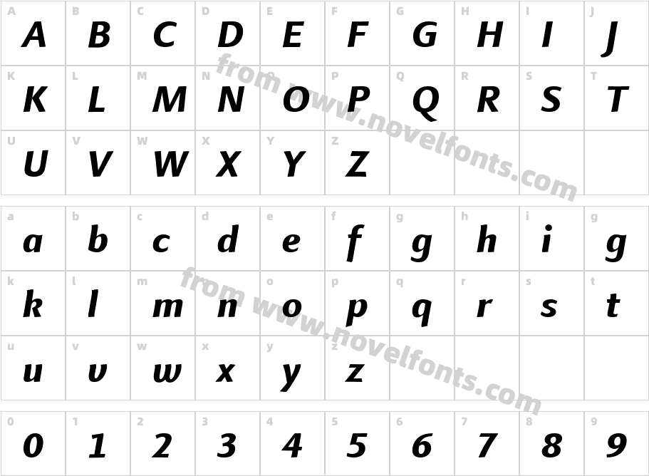 LinotypeFinnegan-ExtraBdItCharacter Map