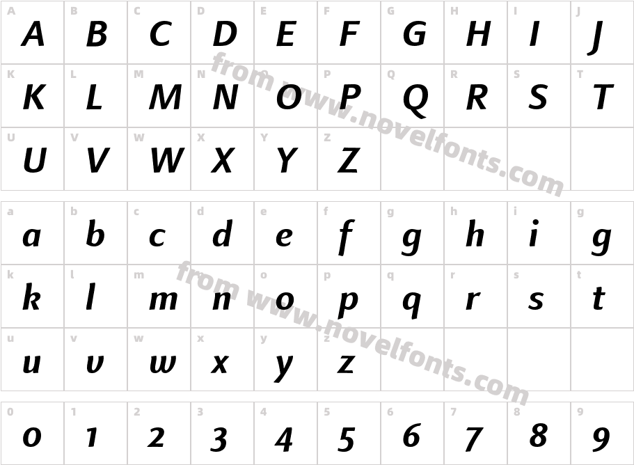 LinotypeFinneganOsF-BoldItCharacter Map