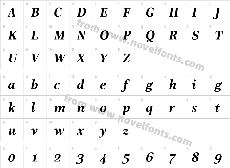 LinotypeReally-DemiBoldItalicCharacter Map