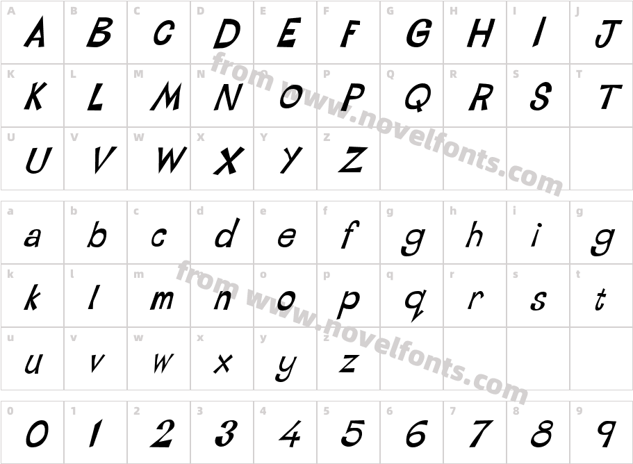 LinotypeTapeside-BoldObliqueCharacter Map