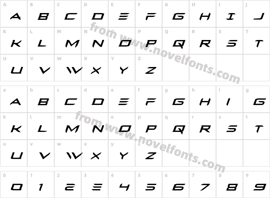 Ferret Face Expanded ItalicCharacter Map