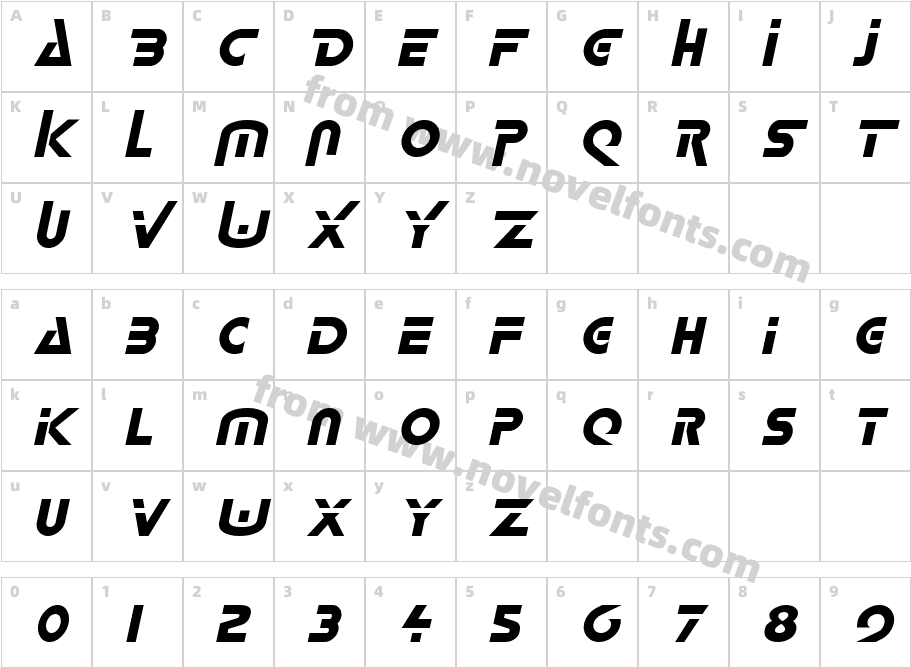 LogashItalicCharacter Map