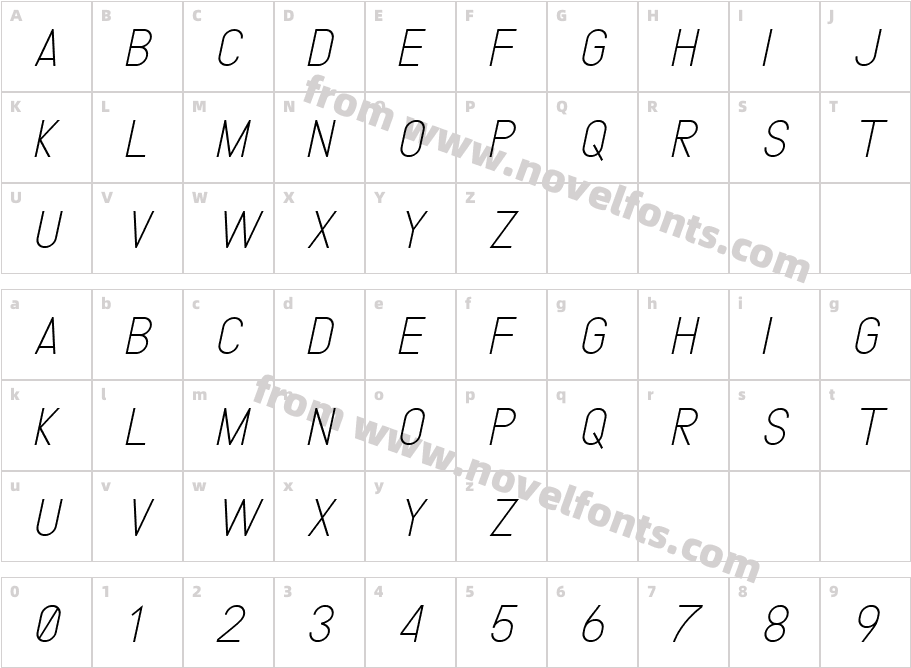 METRO POLICE LIGHT ITALIC ItalicCharacter Map