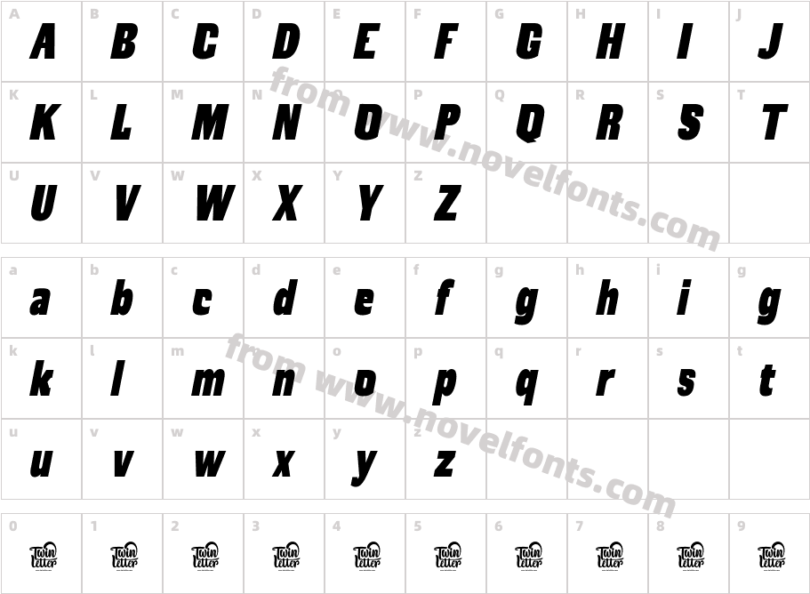 MREYBOLL MREYBOLL Sans SlantCharacter Map