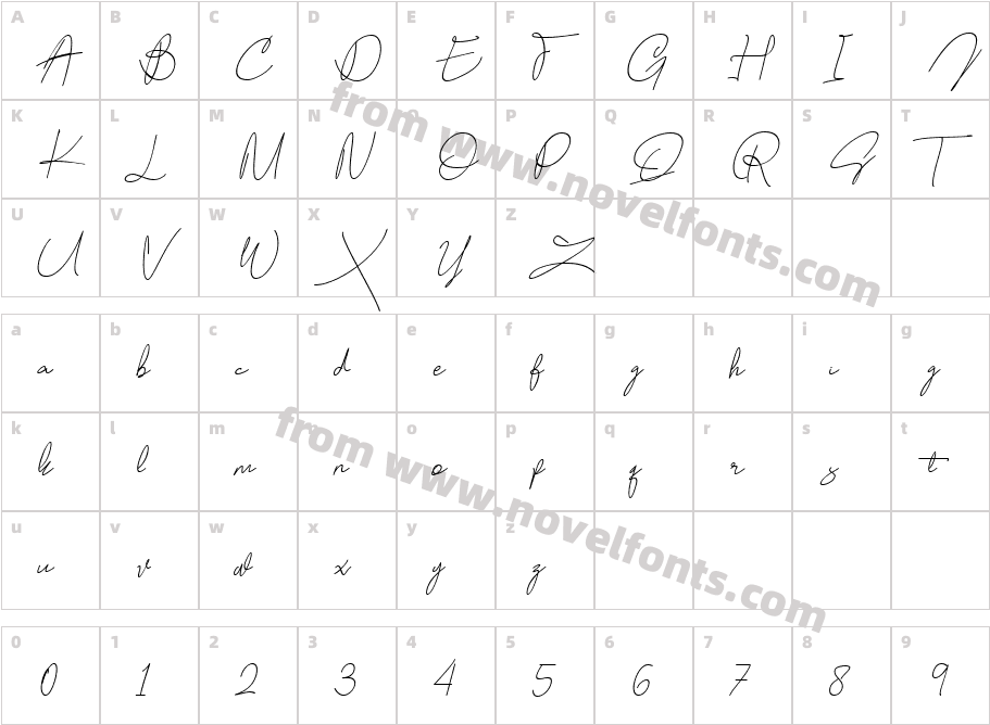 Madjestic Comfort ScriptCharacter Map