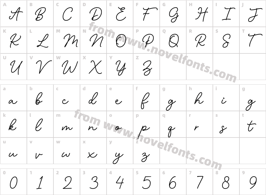 MagicBrightScript-BoldCharacter Map