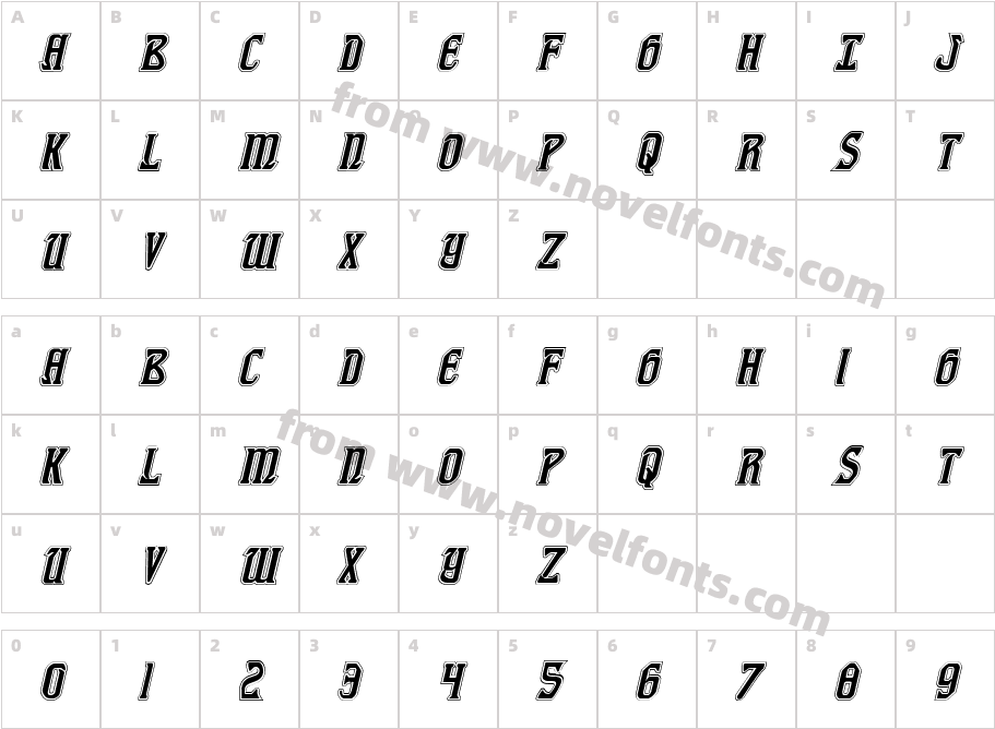 Fiddler's Cove Academy ItalicCharacter Map