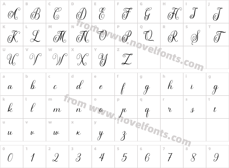 Maldini Script BoldCharacter Map