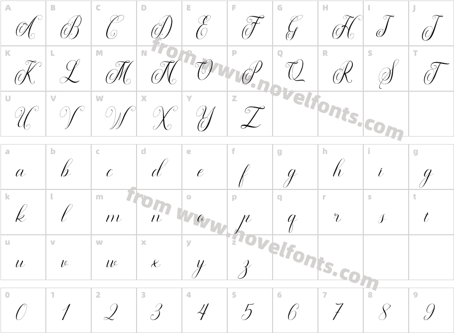 Maldini Script ItalicCharacter Map