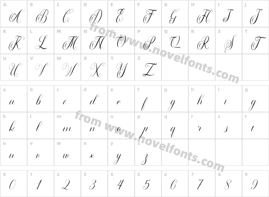 Maldini Script ItalicCharacter Map