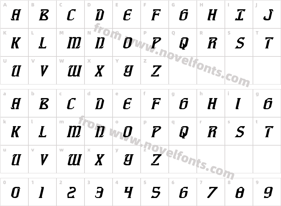 Fiddler's Cove Expanded ItalicCharacter Map