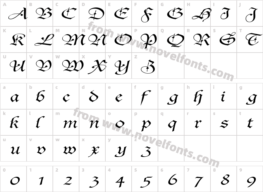 Agincort Extended ItalicsSWFTECharacter Map