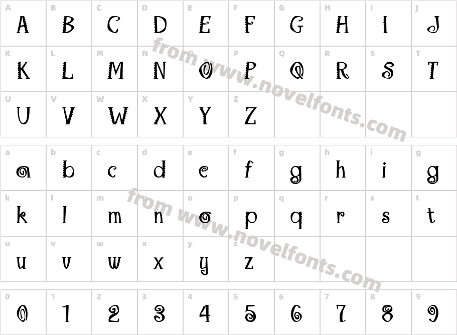 MaracaBoldCharacter Map