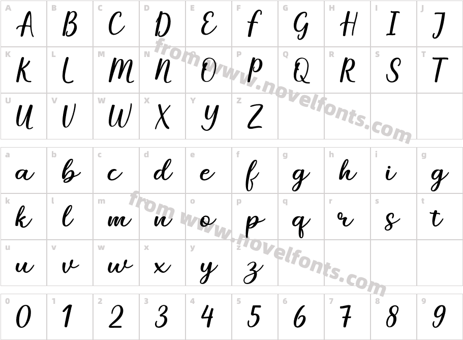 MarelineScript-RegularCharacter Map