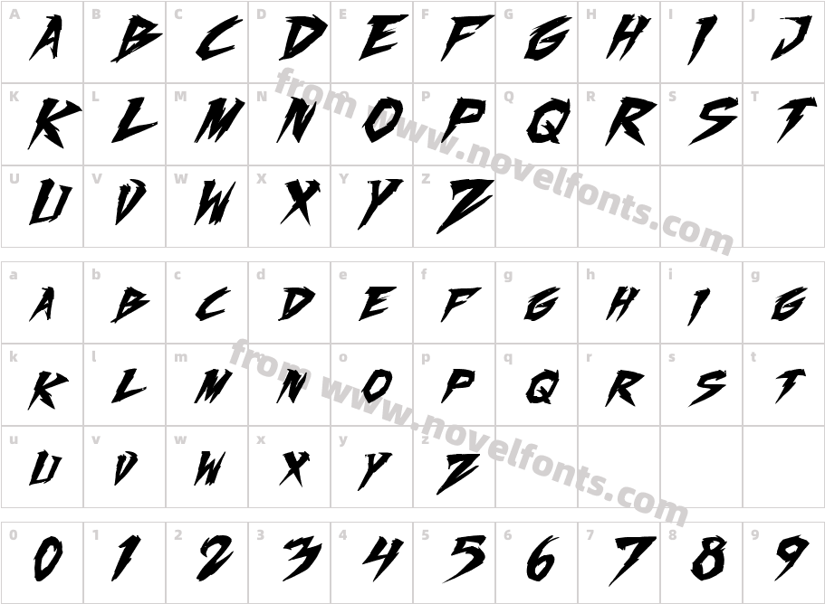 Fighting Spirit turbo Bold ItalicCharacter Map