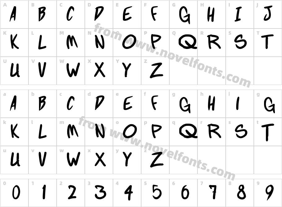 Fighting wordz BoldCharacter Map