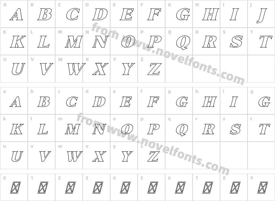 MarquesFree-OutlineItalicCharacter Map