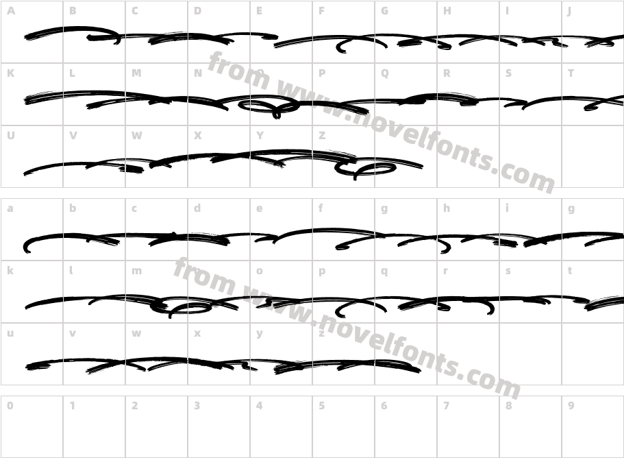 MarthoniBrushUnderlinesCharacter Map