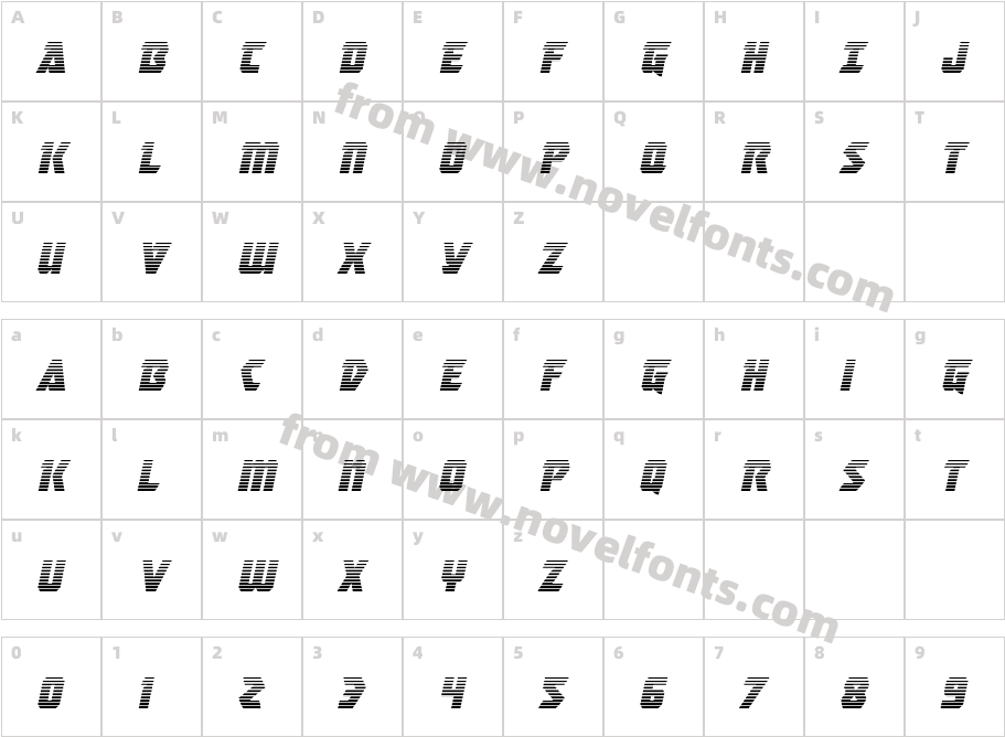 MasterBreakerGradientItalicCharacter Map