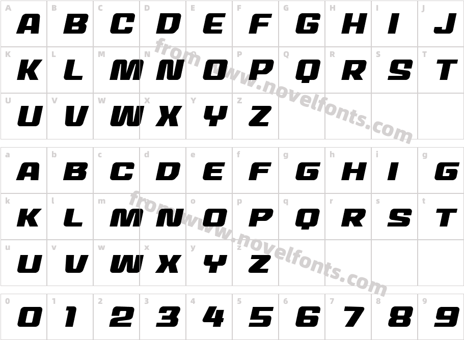 MechEffectsTwoBB-ItalicCharacter Map