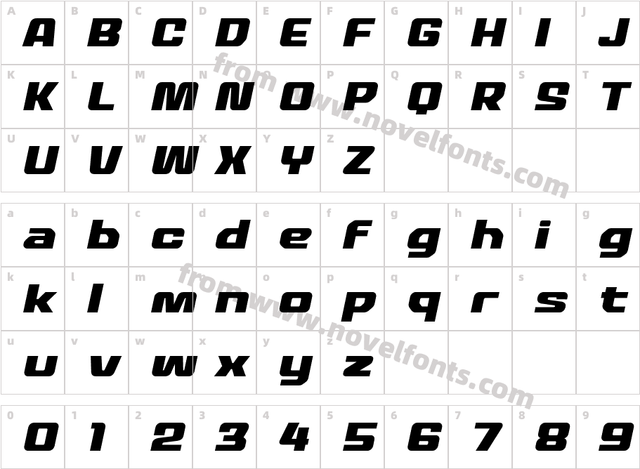 MechEffectsTwoLCBB-ItalicCharacter Map