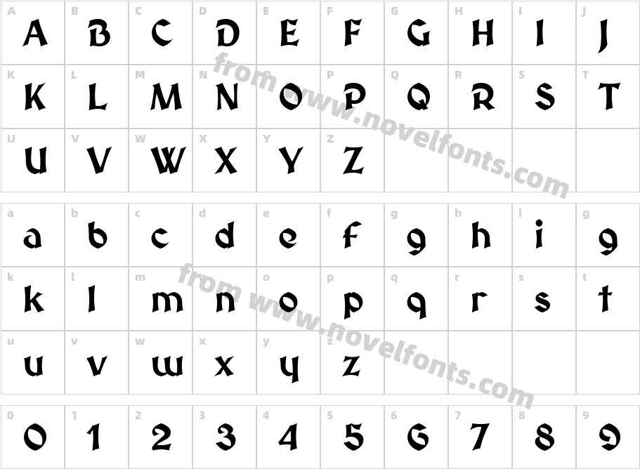 Medieval Sharp BoldCharacter Map