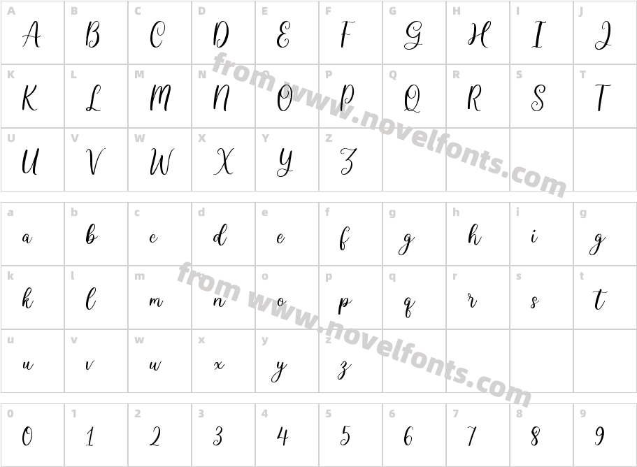 Melodies Crystal ScriptCharacter Map