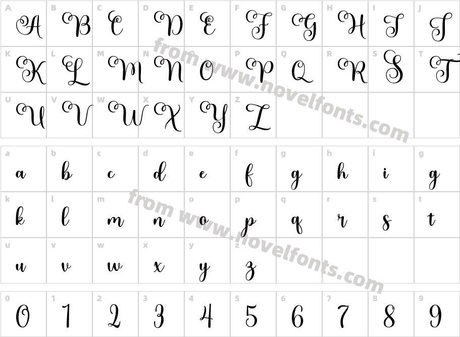 Meltisiascript-6Yl2vCharacter Map