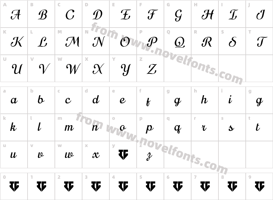 Mercusuar Bold ScriptCharacter Map