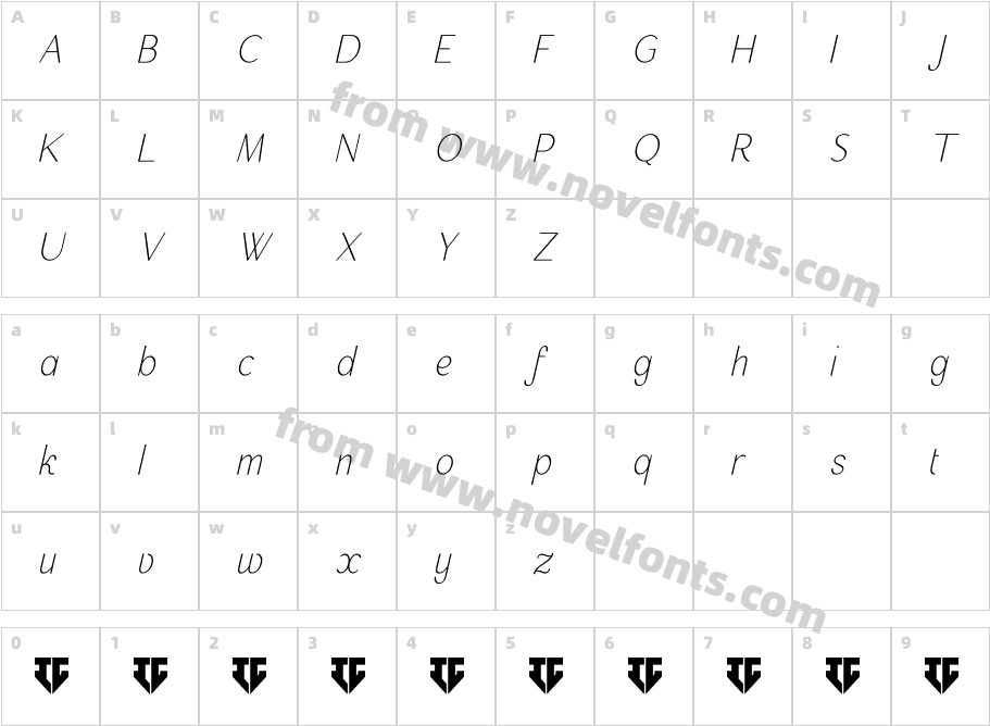 Mercusuar ExtraLight ItalicCharacter Map