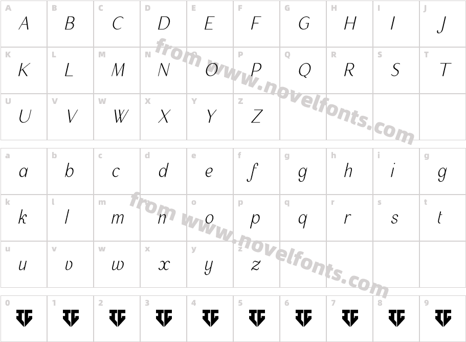 Mercusuar Light ItalicCharacter Map