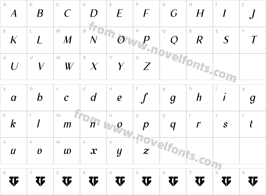 Mercusuar SemiBold ItalicCharacter Map