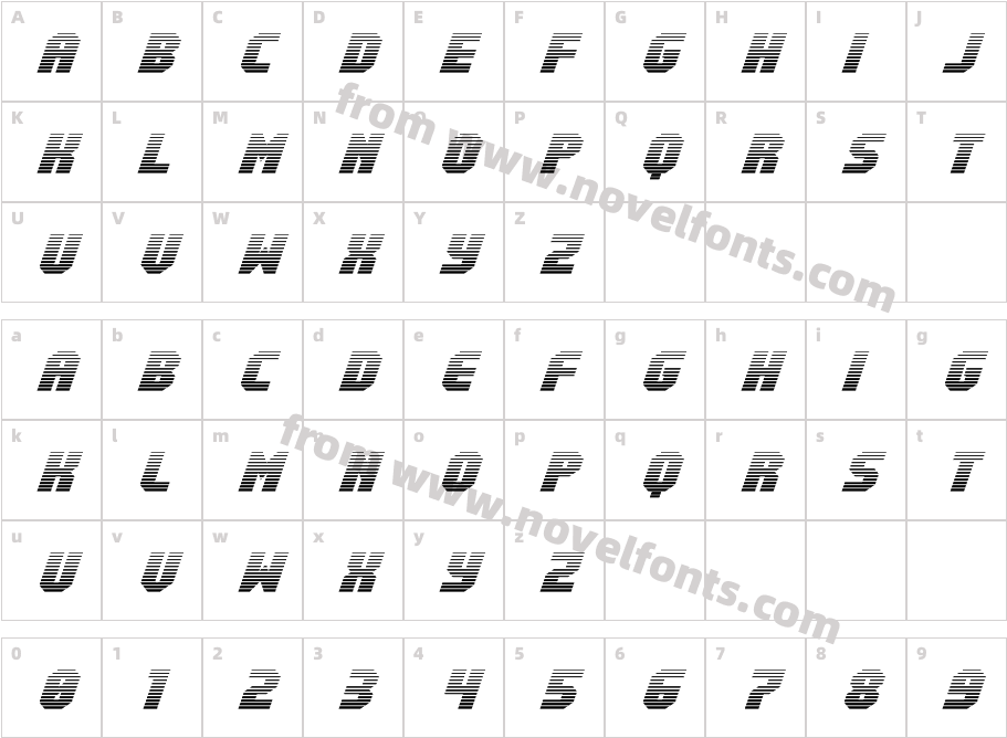 Metal Sentinel Gradient ItalicCharacter Map