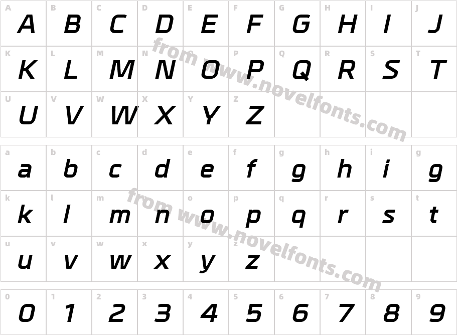 Metral-BoldItalicCharacter Map