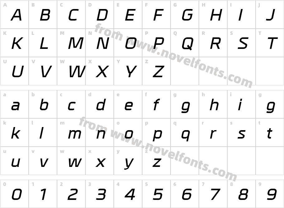 Metral-DemiBoldItalicCharacter Map