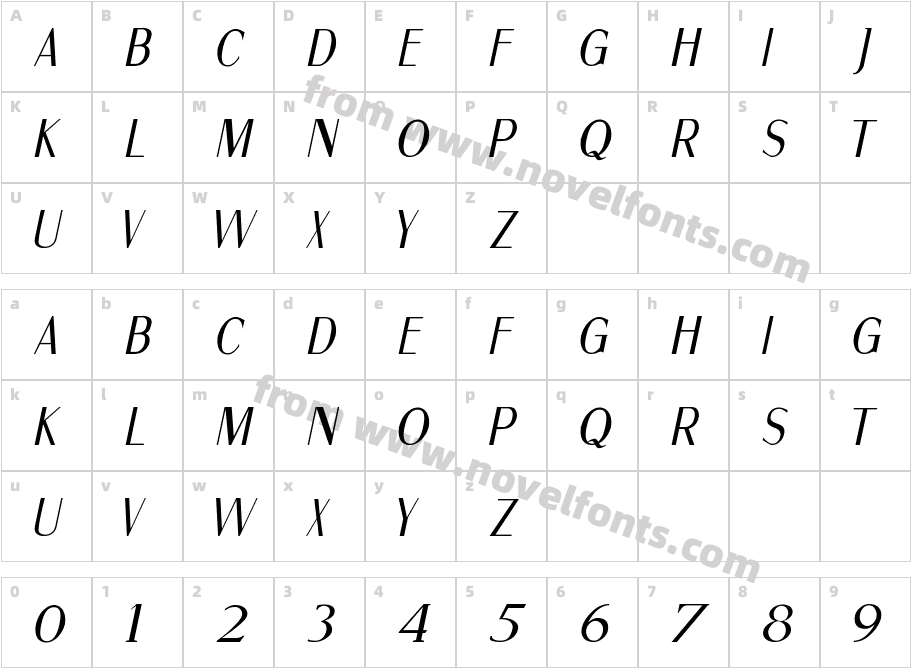 Fine Sans ItalicCharacter Map