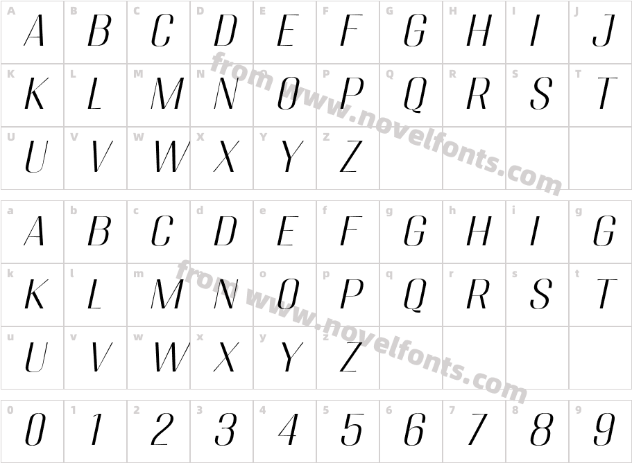 Migha-LightSemiExpandedSlantCharacter Map