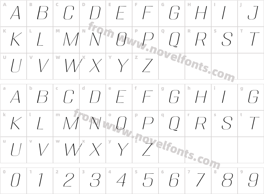 Migha-ThinExpandedSlantCharacter Map