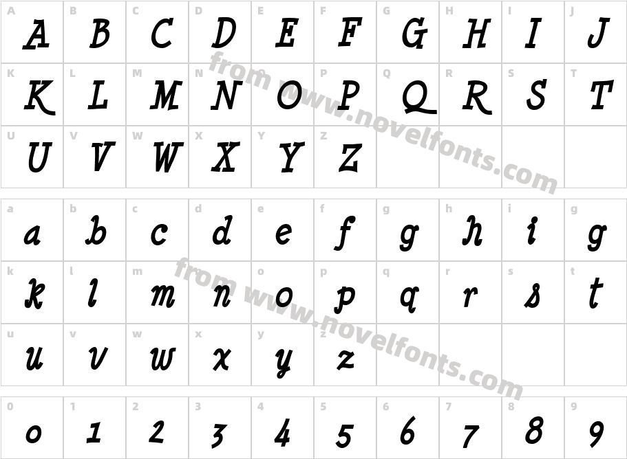 MinyaNouvelle-BoldItalicCharacter Map