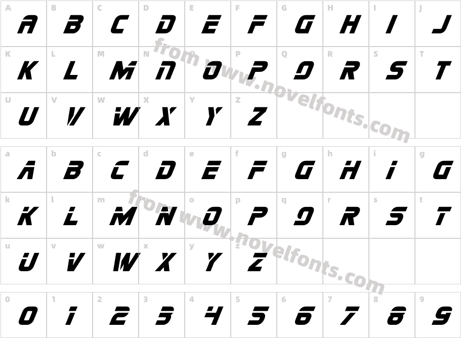 MissionDangerSuperItalic-51MWjCharacter Map