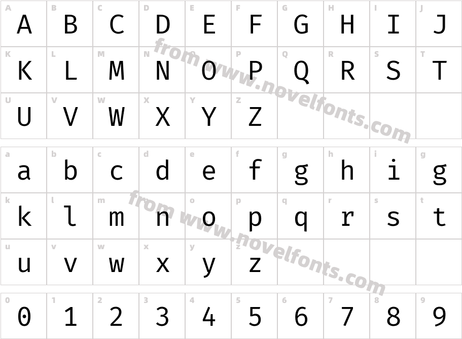 Fira Mono RegularCharacter Map