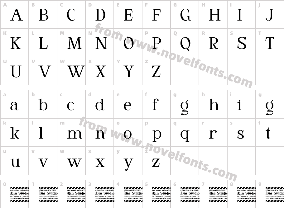 Modern Brush Style Serif PersonCharacter Map