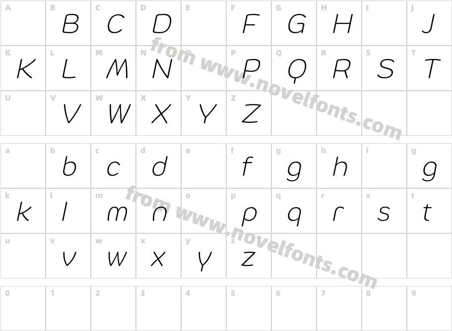Mommi DEMO ExtraLight ItalicCharacter Map