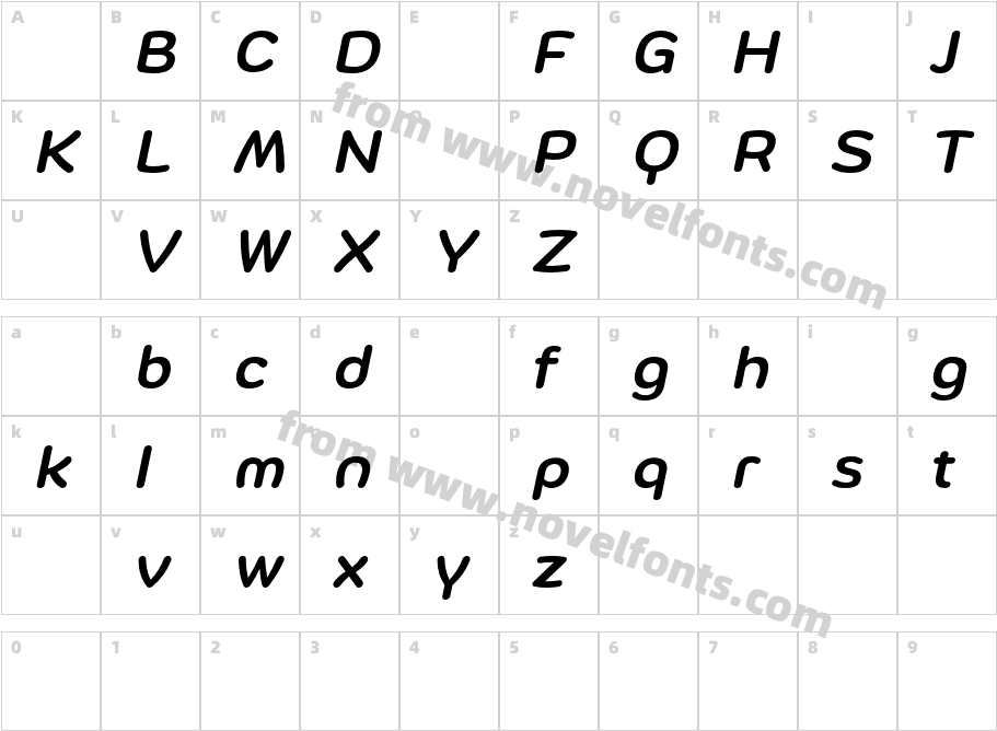 Mommi DEMO Medium ItalicCharacter Map